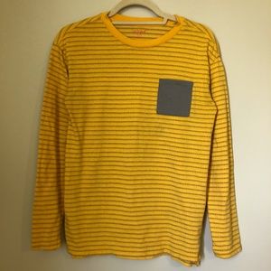 Boy's XL(16) Yellow & Gray Stripe Long Sleeve Tee